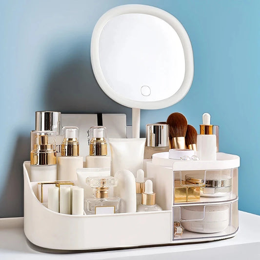 All-in-One Vanity Organizer with Drawers & Mirror