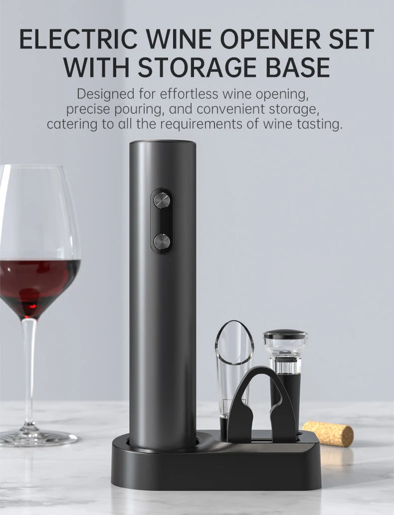 Electric Wine Opener Set with Foil Cutter & Pourer