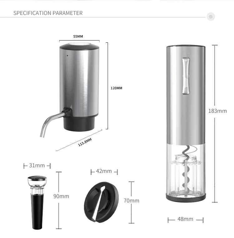 4-in-1 USB Rechargeable Wine Opener Set