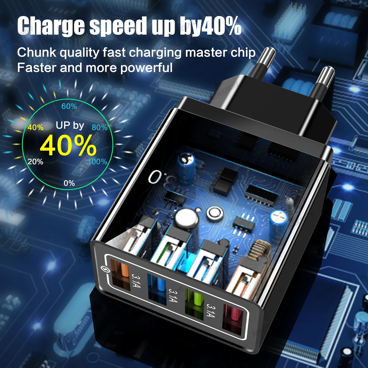 4-Port USB Fast Charger – Quick Charge 3.0 for All Devices