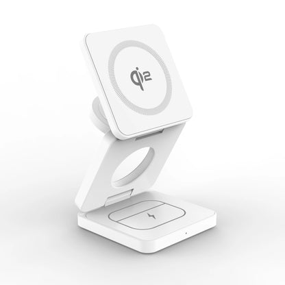 3-in-1 Magnetic Foldable Wireless Charger – 15W Fast Charge for iPhone, Watch & AirPods