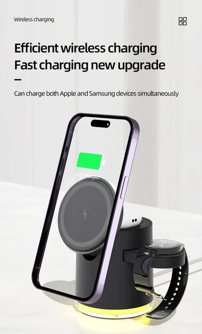 4-in-1 Qi2 Fast Wireless Charging Dock + Night Light – For iPhone, AirPods & Apple Watch