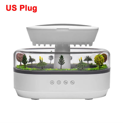 Raindrop Aroma Diffuser Humidifier with Colorful Light, White Noise & Ultrasonic Mist for Home Relaxation