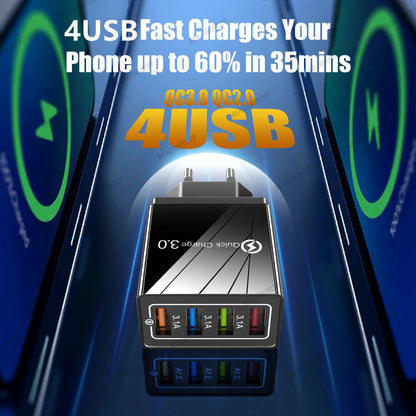 4-Port USB Fast Charger – Quick Charge 3.0 for All Devices