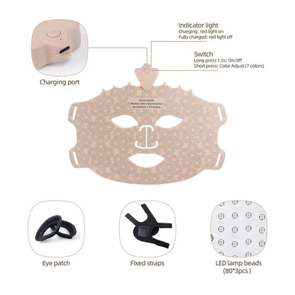7-Color LED Face Mask – Wireless Red Light Therapy for Glowing & Youthful Skin