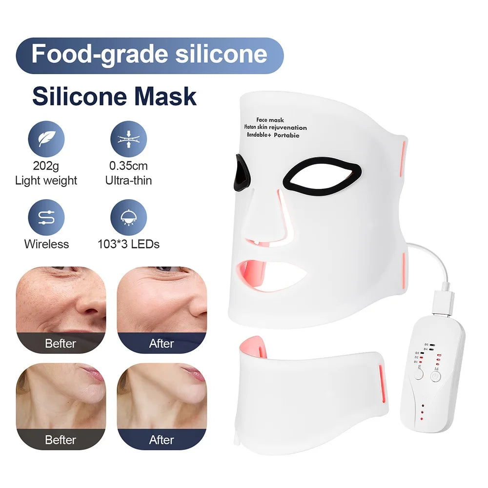 7-Color Wireless LED Face + Neck Mask