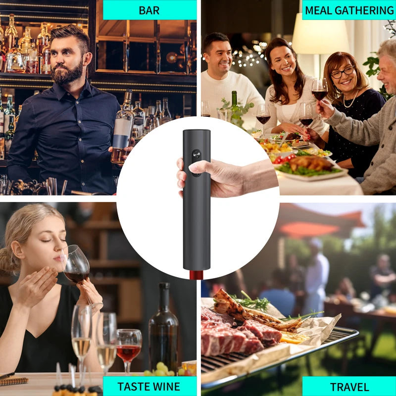 Electric Wine Opener Set with Foil Cutter & Pourer