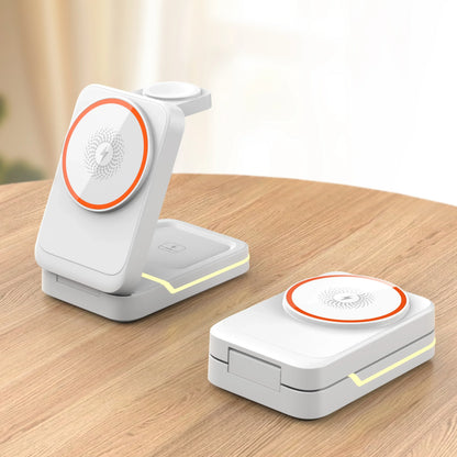 3-in-1 Magnetic Foldable Wireless Charger – Fast Charging for iPhone, Watch & AirPods