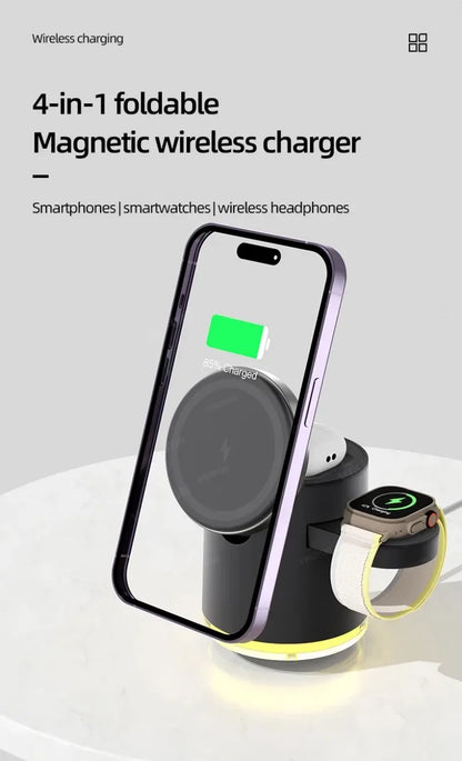 4-in-1 Qi2 Fast Wireless Charging Dock + Night Light – For iPhone, AirPods & Apple Watch