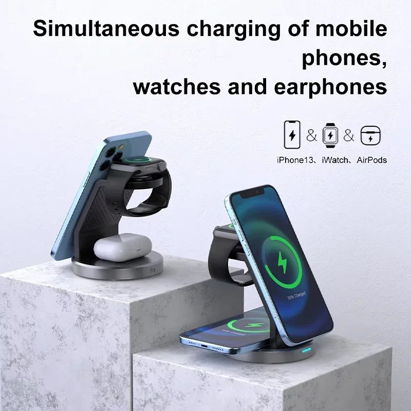 3-in-1 Magnetic Wireless Charger Dock for iPhone, Apple Watch & AirPods