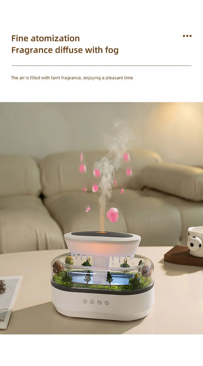 Raindrop Aroma Diffuser Humidifier with Colorful Light, White Noise & Ultrasonic Mist for Home Relaxation