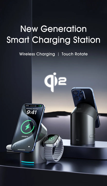 3-in-1 Magnetic Wireless Charging Dock – Fast Charge for iPhone, Android, Apple Watch & AirPods