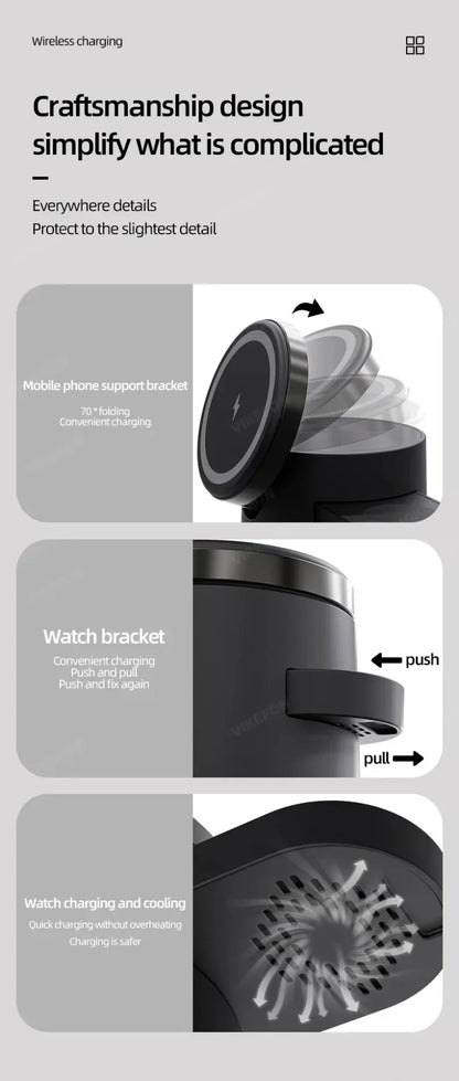 4-in-1 Qi2 Fast Wireless Charging Dock + Night Light – For iPhone, AirPods & Apple Watch