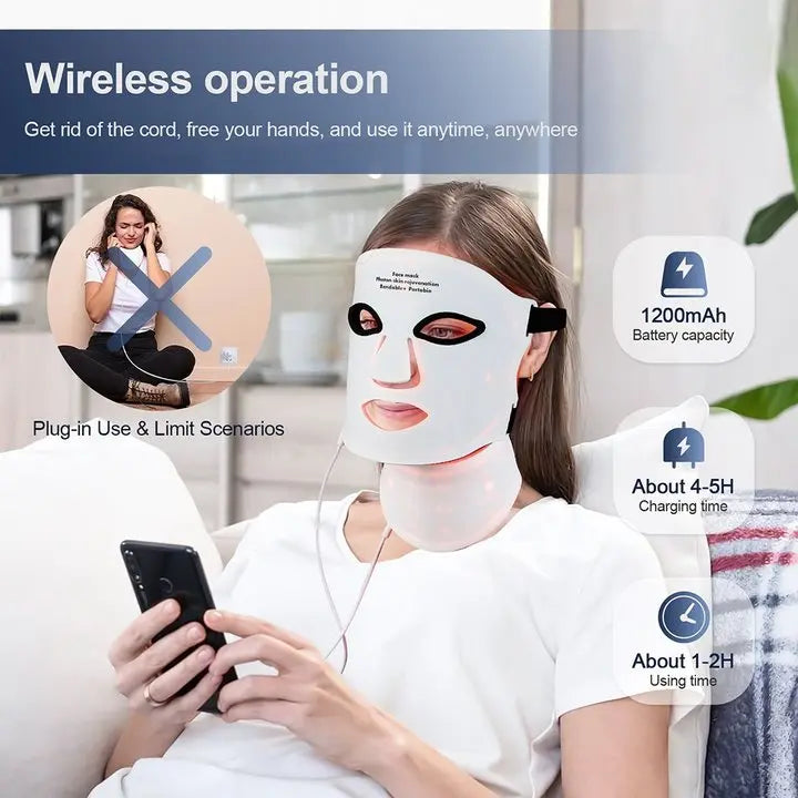 7-Color Wireless LED Face + Neck Mask