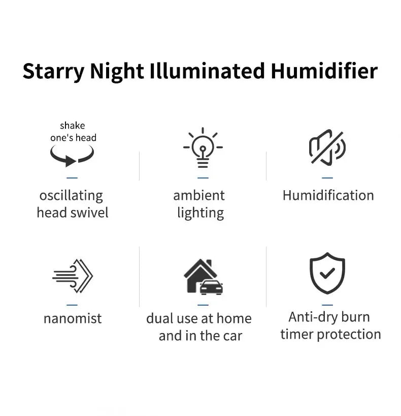280ml Adjustable Mist Humidifier with Star Projection