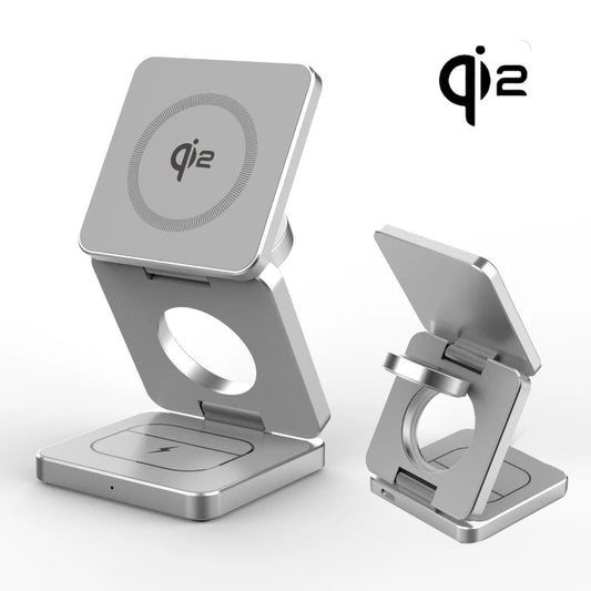 3-in-1 Magnetic Foldable Wireless Charger – 15W Fast Charge for iPhone, Watch & AirPods