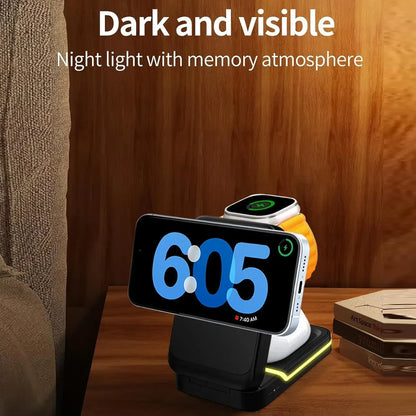 3-in-1 Magnetic Foldable Wireless Charger – Fast Charging for iPhone, Watch & AirPods