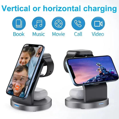 3-in-1 Magnetic Wireless Charger Dock for iPhone, Apple Watch & AirPods