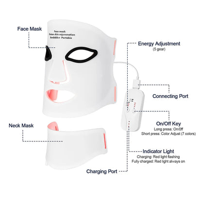 7-Color Wireless LED Face + Neck Mask
