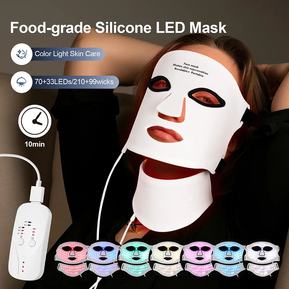 7-Color Wireless LED Face + Neck Mask