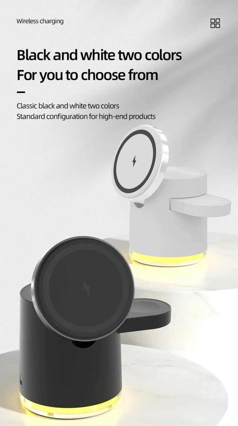 4-in-1 Qi2 Fast Wireless Charging Dock + Night Light – For iPhone, AirPods & Apple Watch