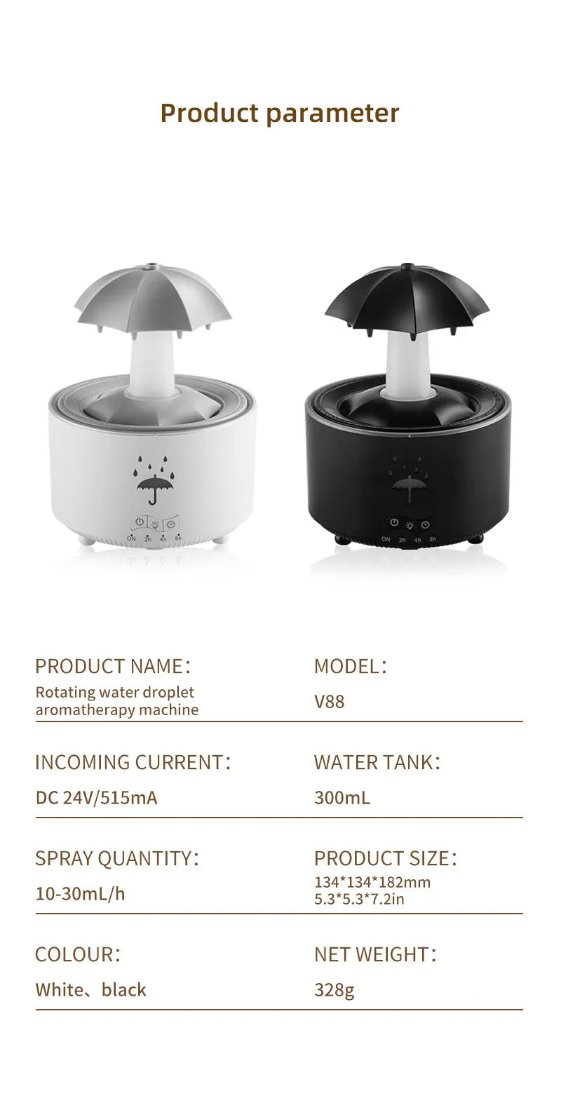 CloudRain Mist Diffuser – Raindrop Humidifier