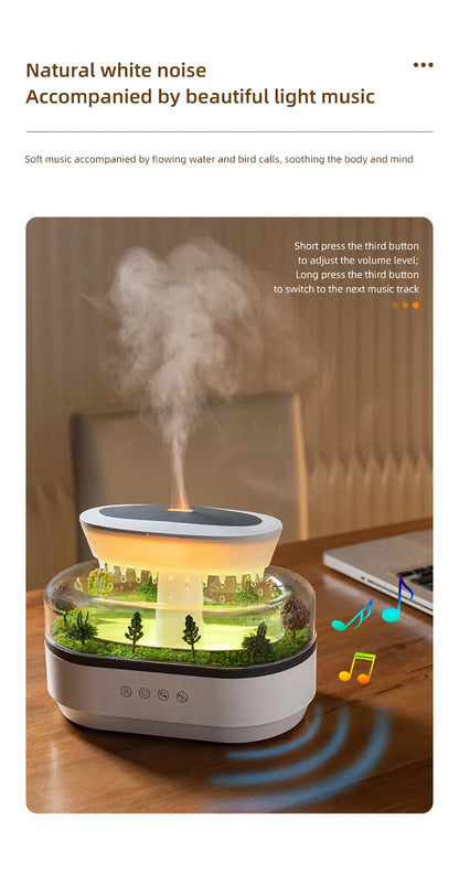 Raindrop Aroma Diffuser Humidifier with Colorful Light, White Noise & Ultrasonic Mist for Home Relaxation