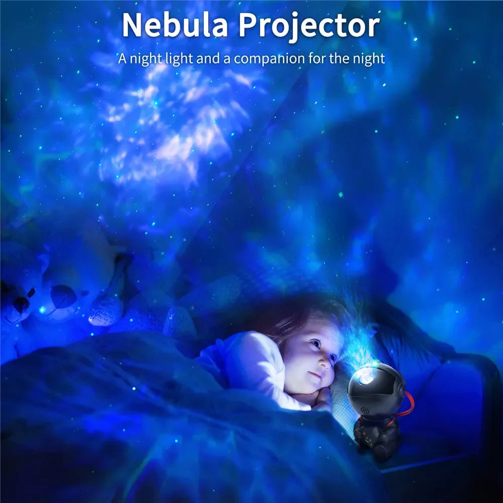 Astronaut Galaxy Projector Night Light – 360° Star Show for Kids