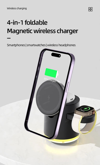 4-in-1 Qi2 Wireless Charging Dock with Night Light
