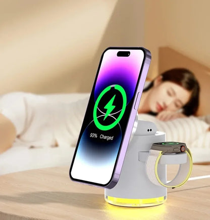 4-in-1 Qi2 Fast Wireless Charging Dock + Night Light – For iPhone, AirPods & Apple Watch
