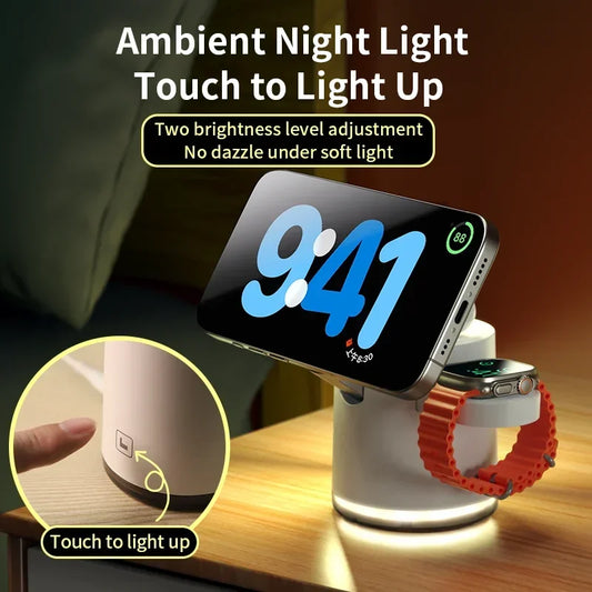 4-in-1 Qi2 Wireless Charging Dock with Night Light