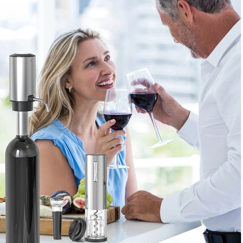 4-in-1 USB Rechargeable Wine Opener Set