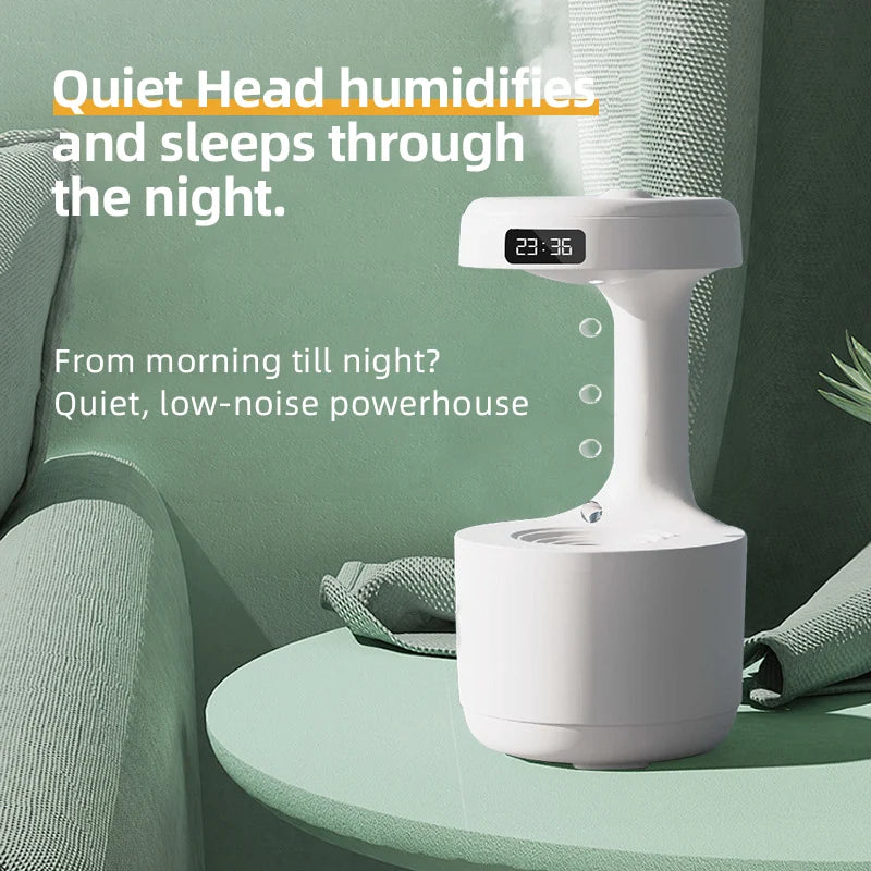 Anti-Gravity Water Drop Humidifier with Time Display