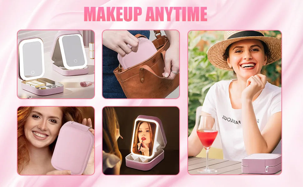 Mini LED Mirror Makeup Case