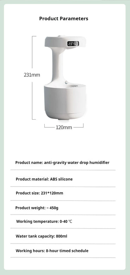 Anti-Gravity Humidifier with LED Clock