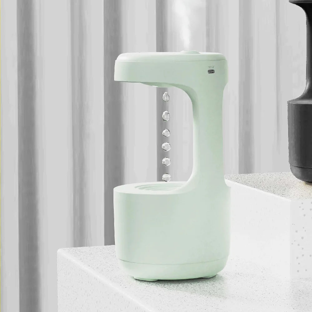 Anti-Gravity Water Drop Humidifier with Time Display