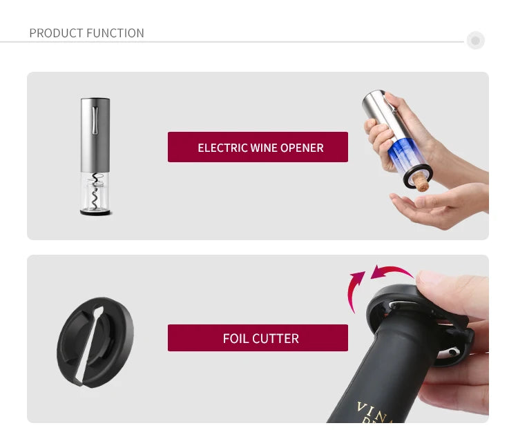 4-in-1 USB Rechargeable Wine Opener Set