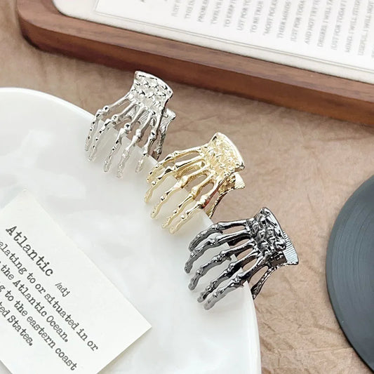 Mini Skeleton Hand Hair Claw - Gothic Grip Accessory for Halloween