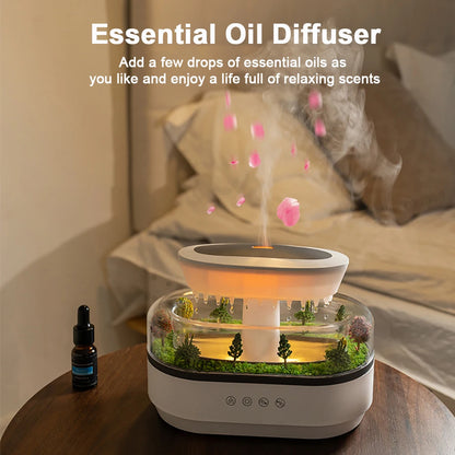 Raindrop Aroma Diffuser Humidifier with Colorful Light, White Noise & Ultrasonic Mist for Home Relaxation