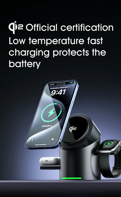 3-in-1 Magnetic Wireless Charging Dock – Fast Charge for iPhone, Android, Apple Watch & AirPods
