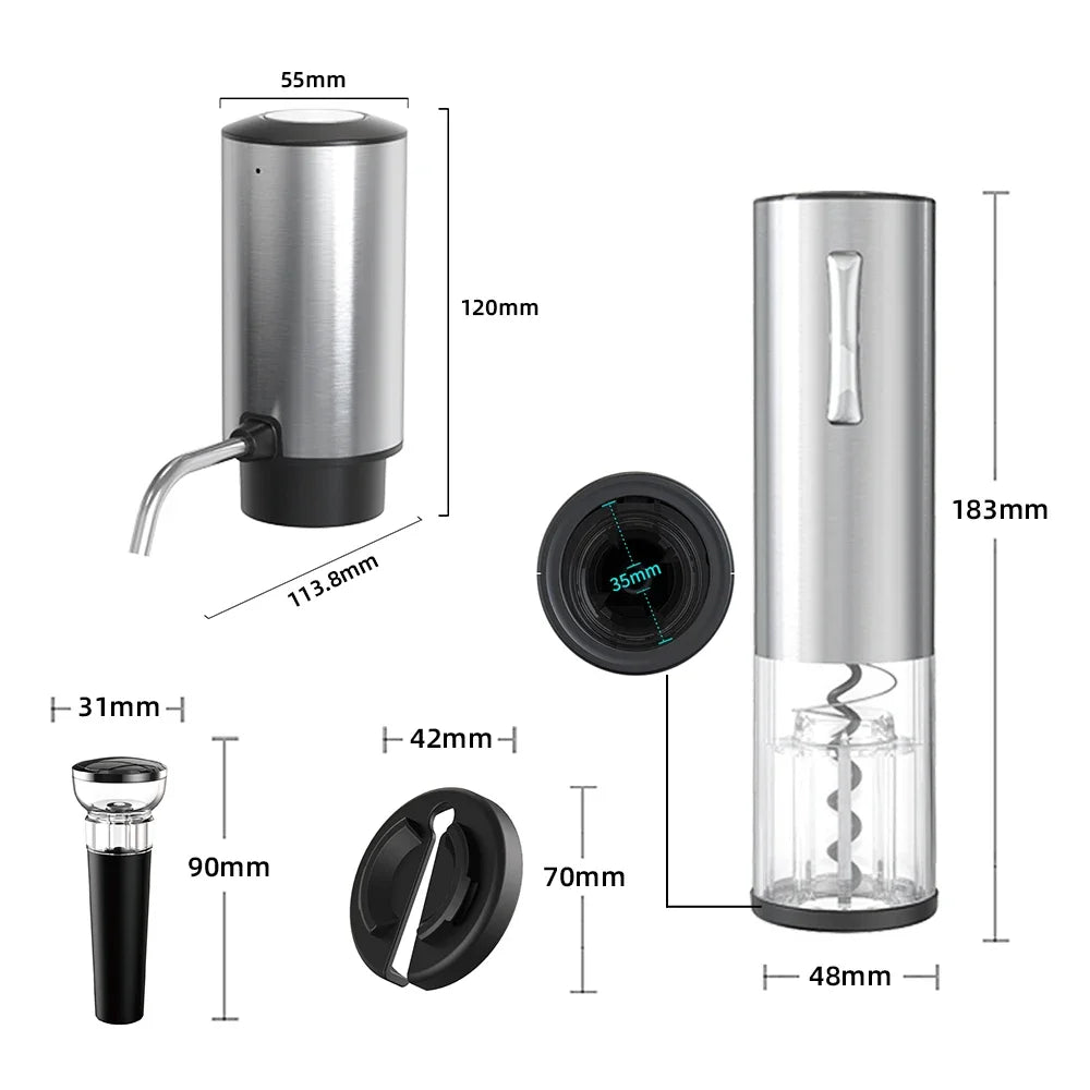 4-in-1 USB Rechargeable Wine Opener Set