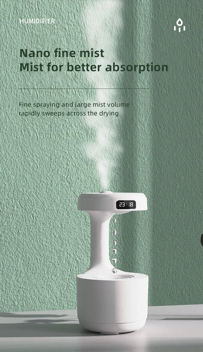 Anti-Gravity Water Drop Humidifier with Time Display