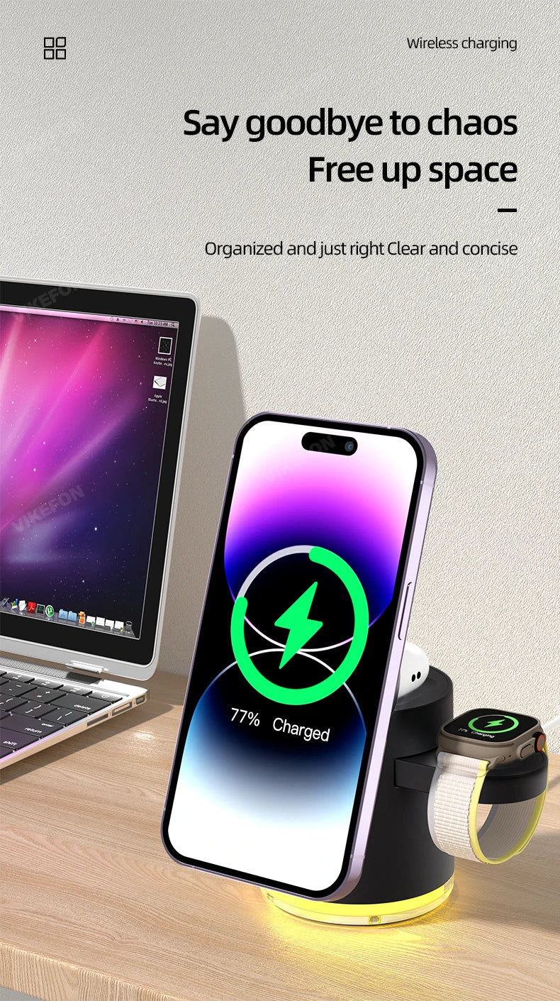 4-in-1 Qi2 Wireless Charging Dock with Night Light