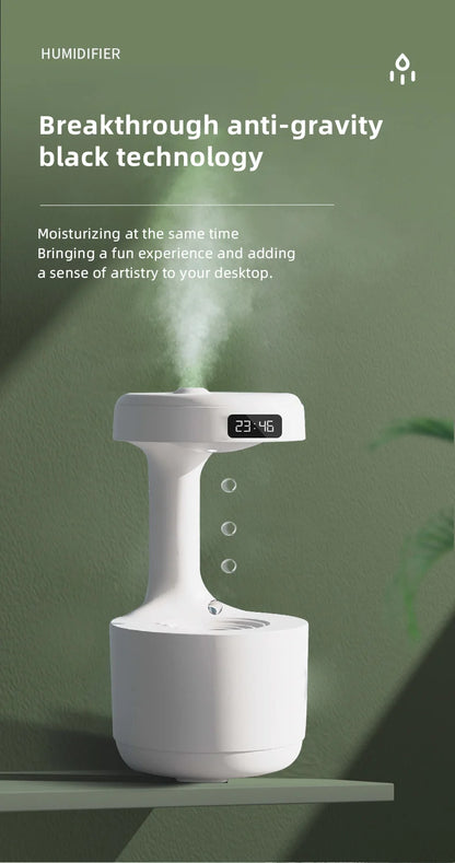 Anti-Gravity Water Drop Humidifier with Time Display