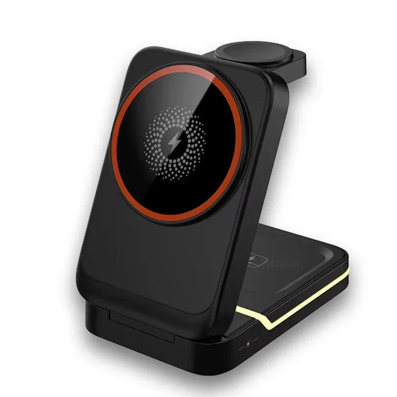3-in-1 Magnetic Foldable Wireless Charger – Fast Charging for iPhone, Watch & AirPods