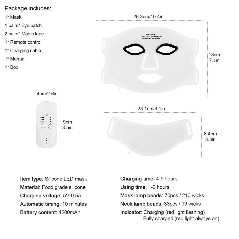 7-Color Wireless LED Face + Neck Mask